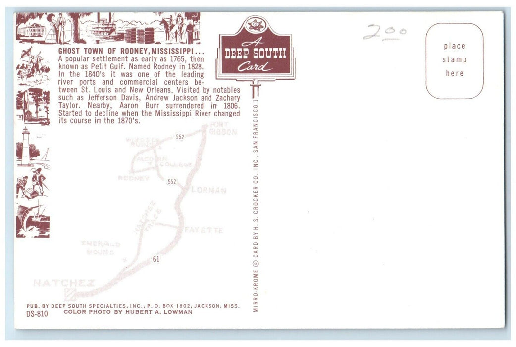 c1960 Exterior Ghost Town Horse Rodney Mississippi MS Deep South Card Postcard