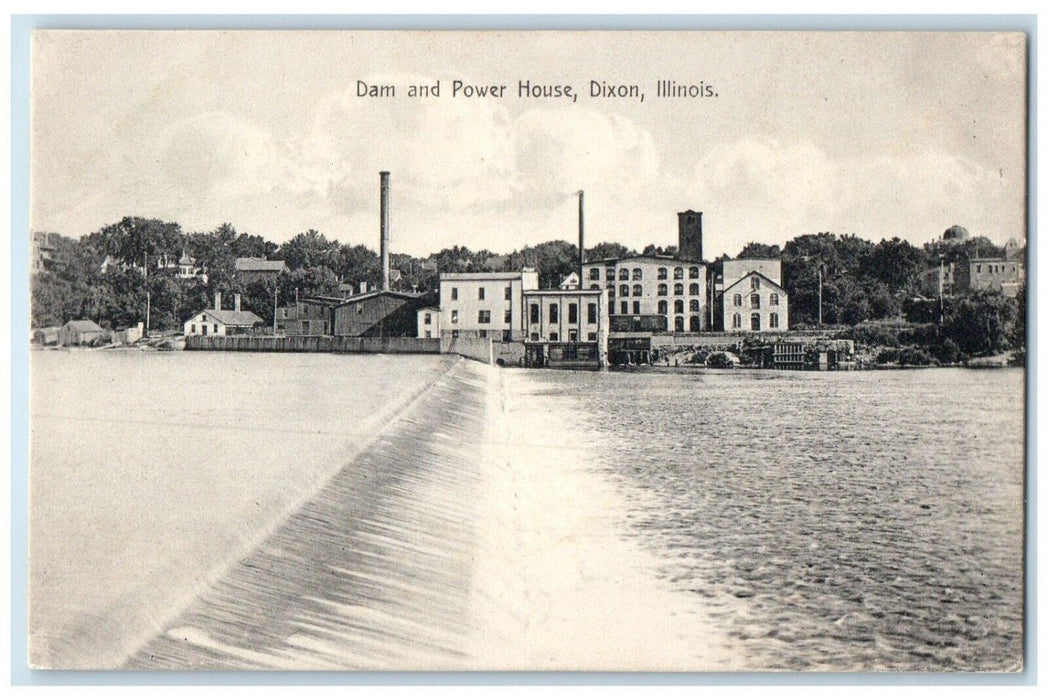 c1910 Scenic View Dam Power House Buildings Dixon Illinois IL Excelsior Postcard