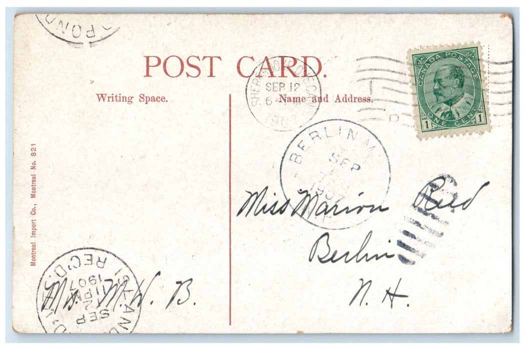 1907 Chateau Frontenac Sherbrooke Quebec Canada Island Pond VT Postcard