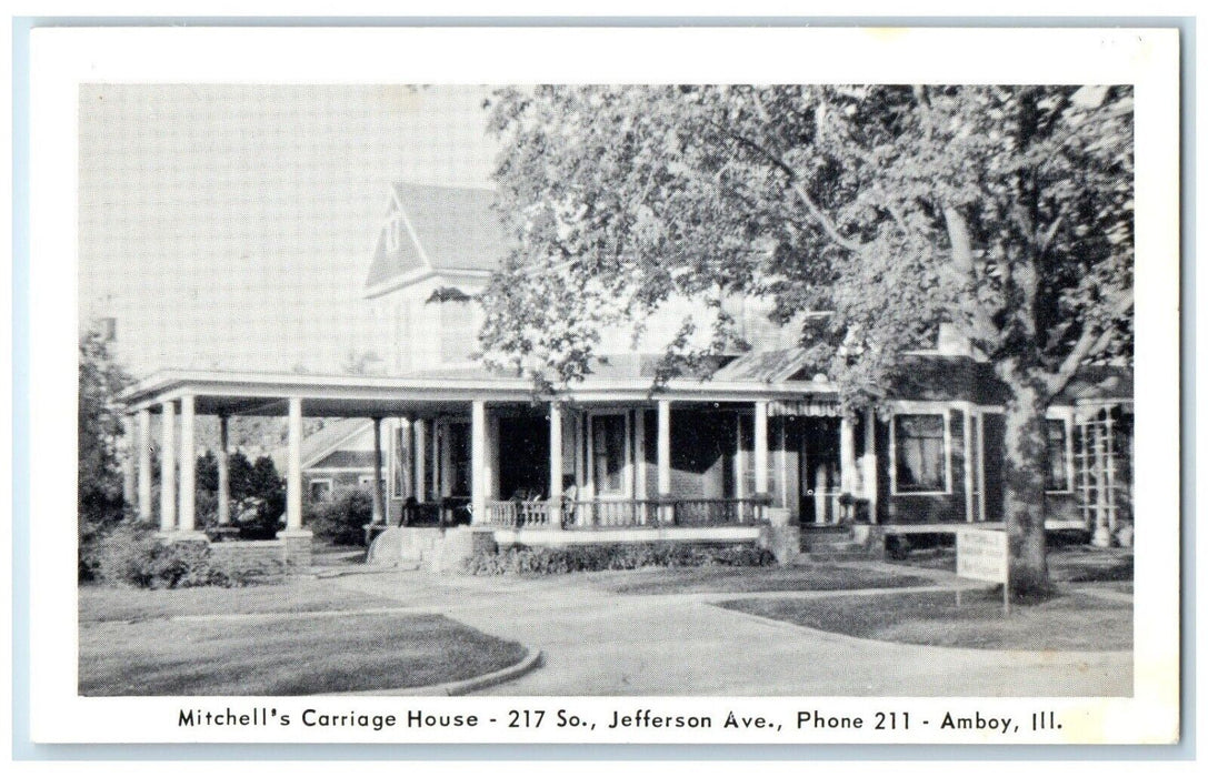 c1940 Exterior View Mitchell Carriage House Building Amboy Illinois IL Postcard