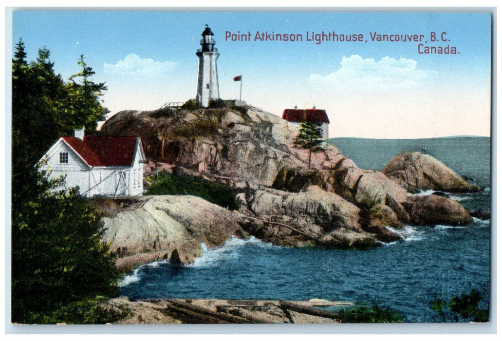c1910 Point Atkinson Lighthouse Vancouver British Columbia Canada Postcard