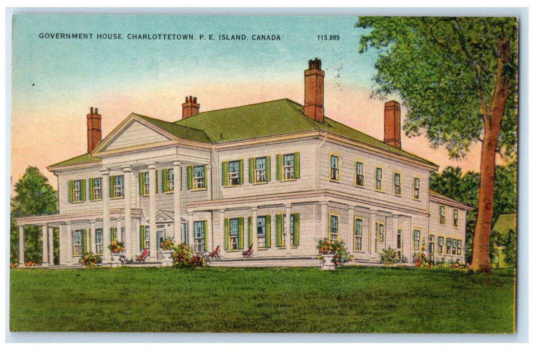 c1910 Government House Charlottetown PE Island Canada Antique Postcard