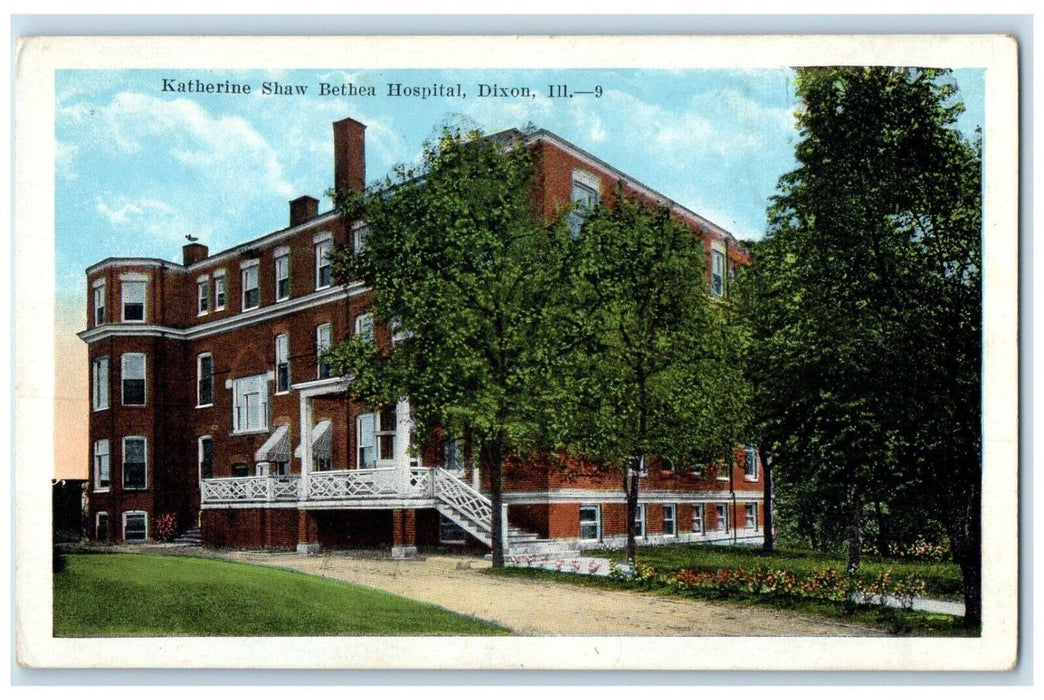 c1920 Katherine Shaw Bethea Hospital Building Dixon Illinois IL Vintage Postcard