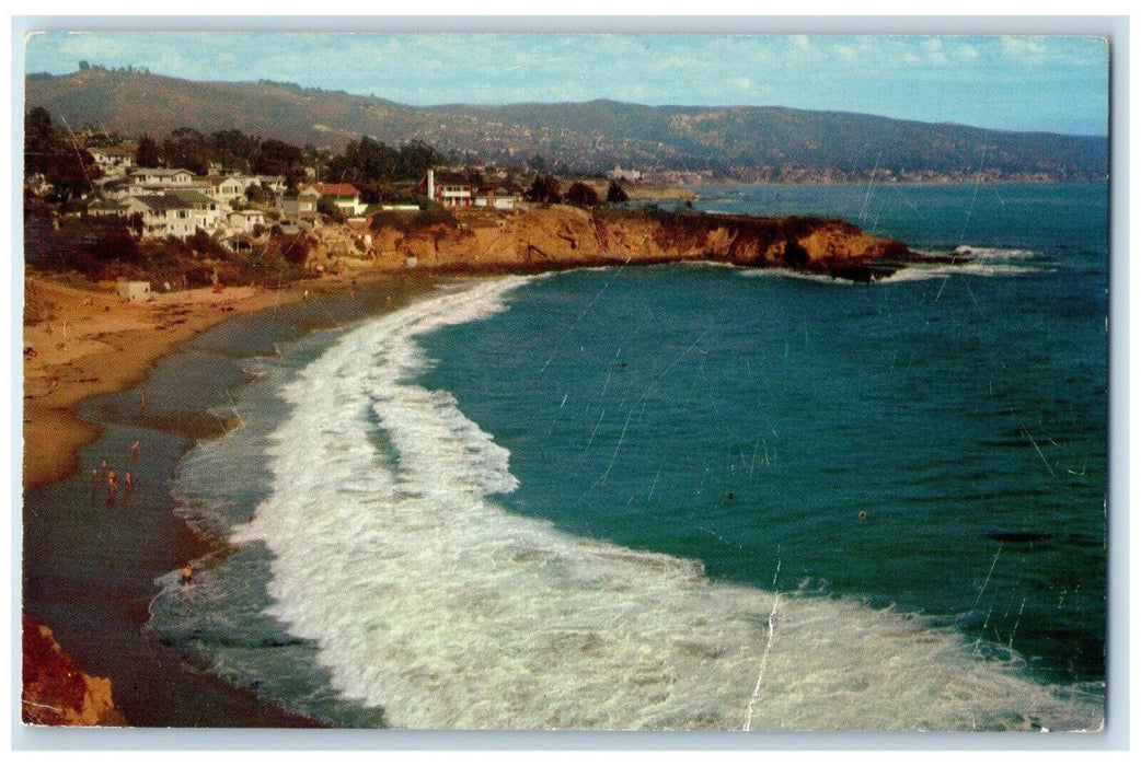 1960 Crescent Bay Seaward Side Town Bird Rocks Laguna Beach California Postcard