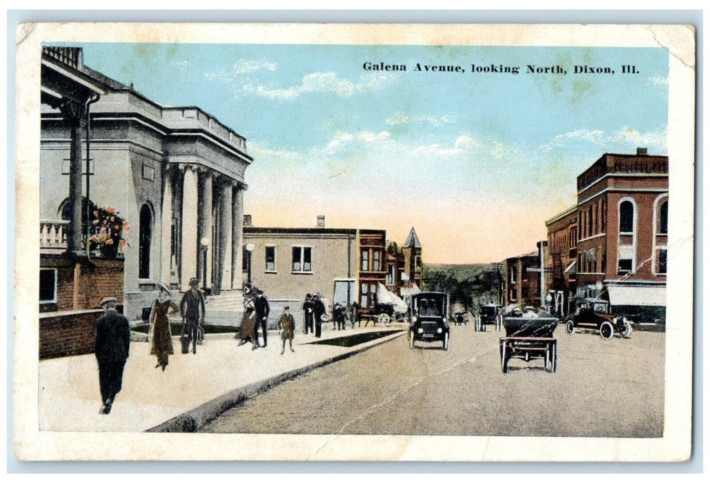 1920 Galena Avenue Looking North Classic Cars Dixon Illinois IL Posted Postcard