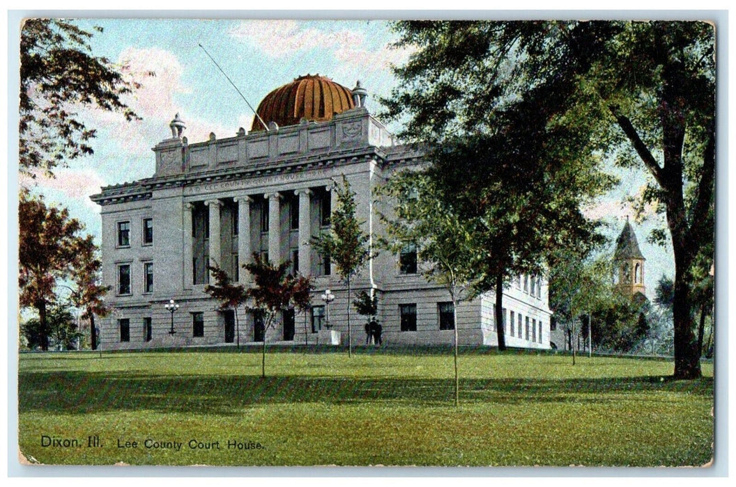 1911 Front View Lee County Court House Building Dixon Illinois Vintage Postcard