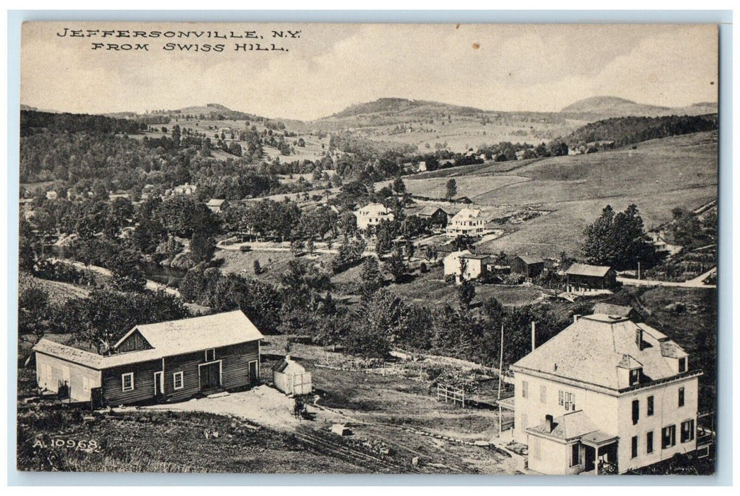 c1910's View From Swiss Hill Jeffersonville New York NY Posted Antique Postcard