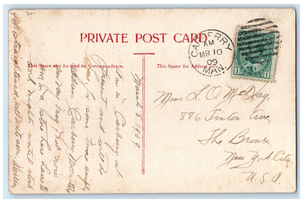1909 CPR Train Station Depot Carberry Manitoba Canada Posted Antique Postcard