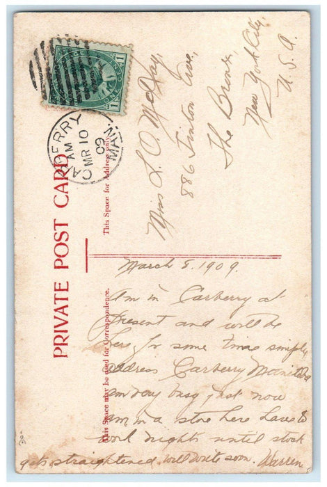 1909 CPR Train Station Depot Carberry Manitoba Canada Posted Antique Postcard