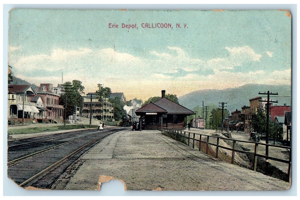 c1910's Erie Depot Train Station Callicoon Albany New York NY Antique Postcard