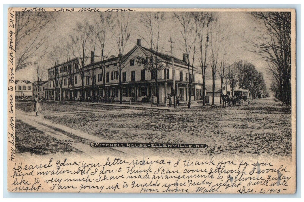 1905 Mitchell House Building Ellenville New York NY Posted Antique Postcard