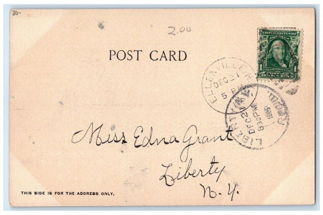 1905 Mitchell House Building Ellenville New York NY Posted Antique Postcard