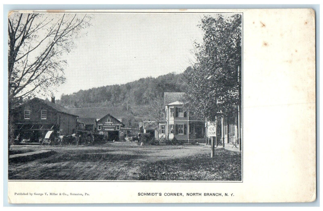 c1905 Schmidt's Corner Ice Cream Dirt Road North Branch New York NY Postcard