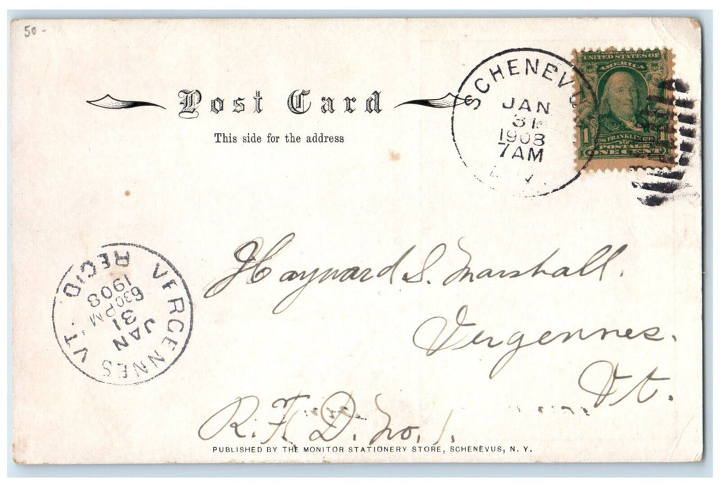 1908 D & H Station Depot Schenevus Vergennes New York NY Antique Postcard