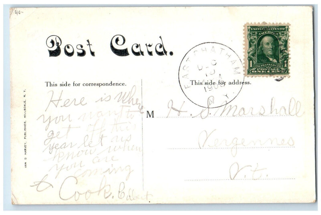 1908 Railroad Bridge And Station Depot East Chatman New York NY Antique Postcard