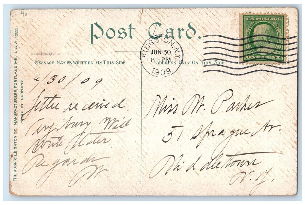 1909 Trolley Line Terminal Kingston Point Park New York NY Antique Postcard