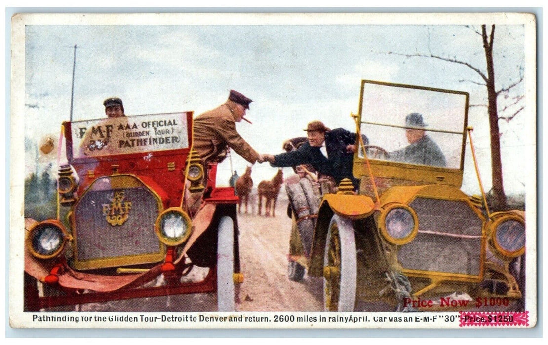 c1910's EMF 30 Pathfinder Glidden Tour Detroit To Denver Advertising Postcard