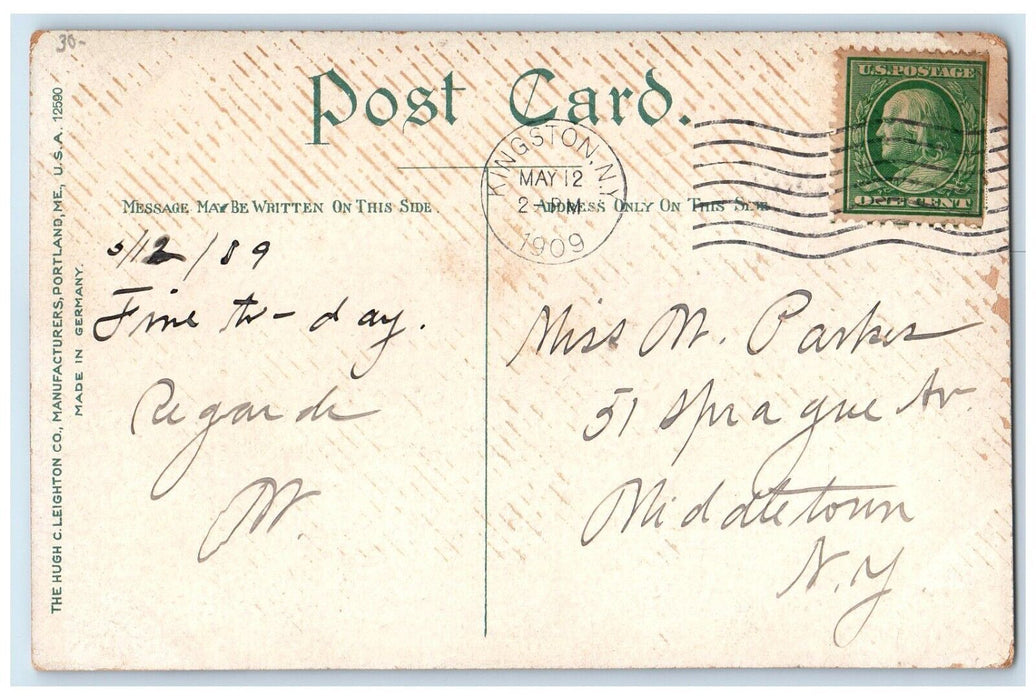 1909 N Y O & W R R Station Depot Railroad Train Kingston New York NY Postcard