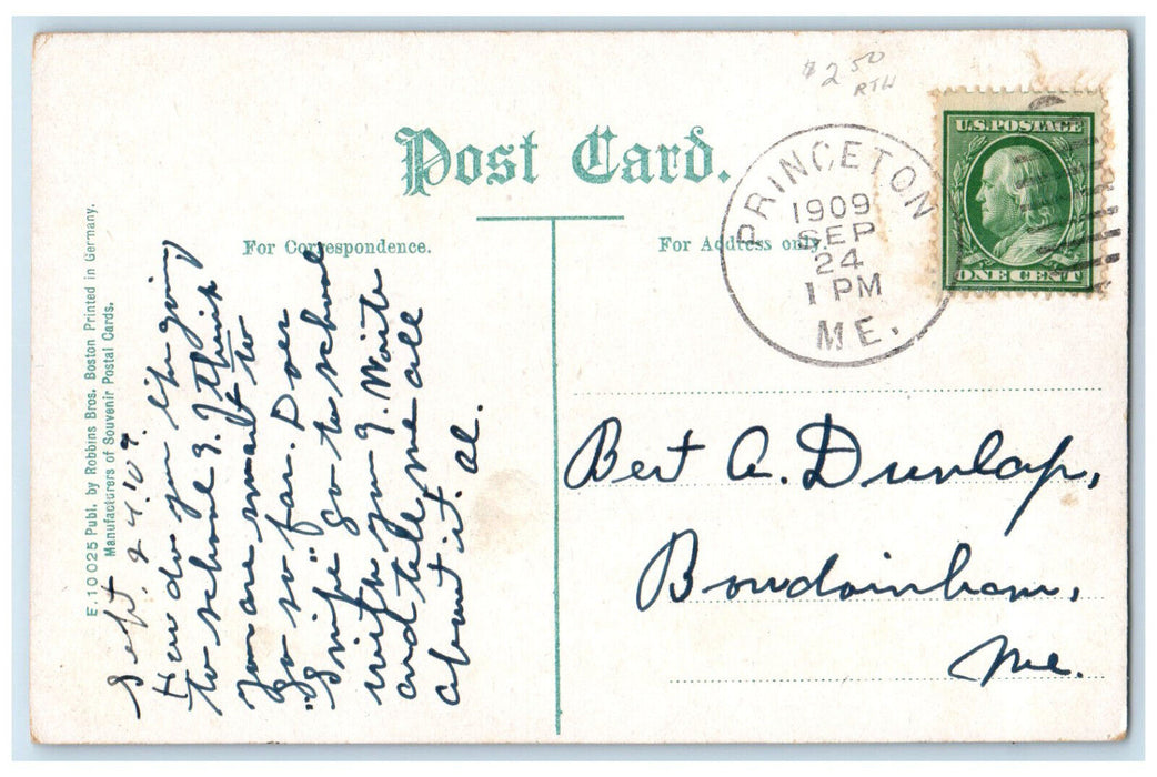 1909 Post Office St. Stephen New Brunswick Canada Princeton ME Postcard