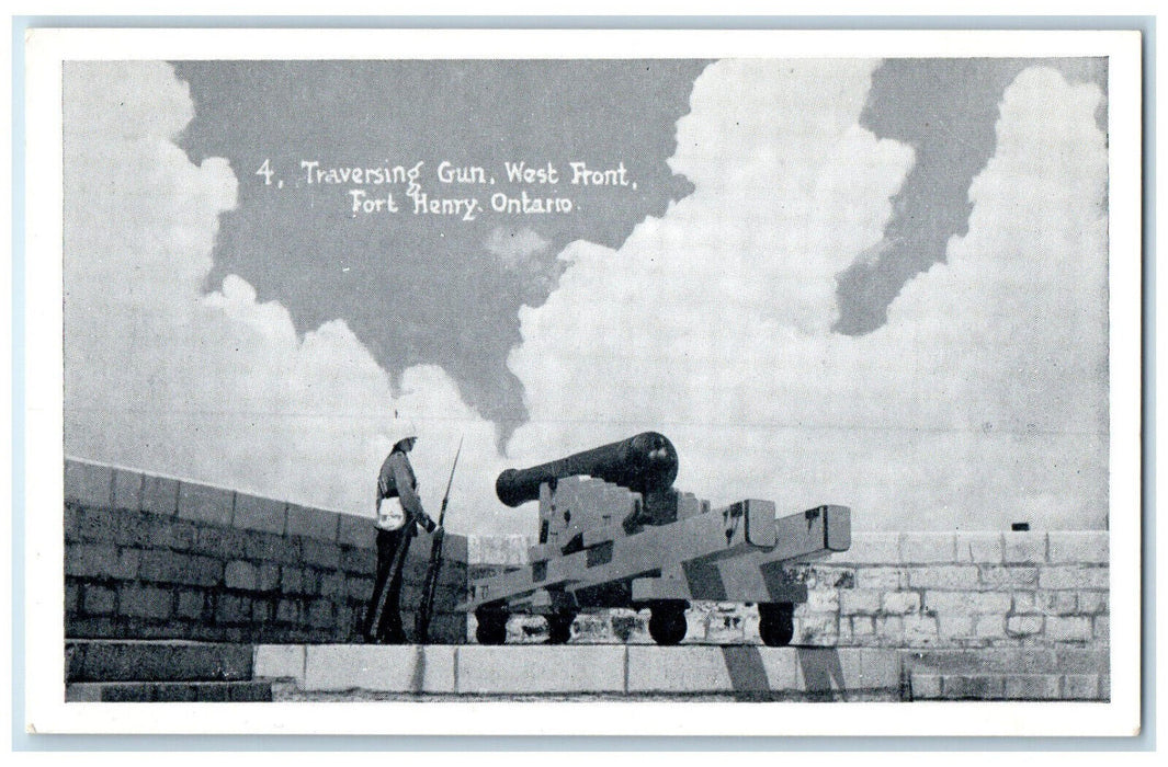c1940's Traversing Gun West Front Fort Henry Ontario Canada Cannon Postcard