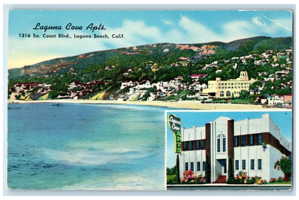 c1960 Laguna Cove Apts. So. Coast Boulevard Laguna Beach California CA Postcard