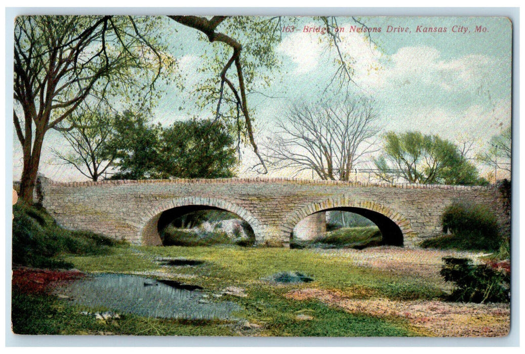 c1910 Bridge on Nelsons Drive Kansas City Missouri MO Antique Unposted Postcard