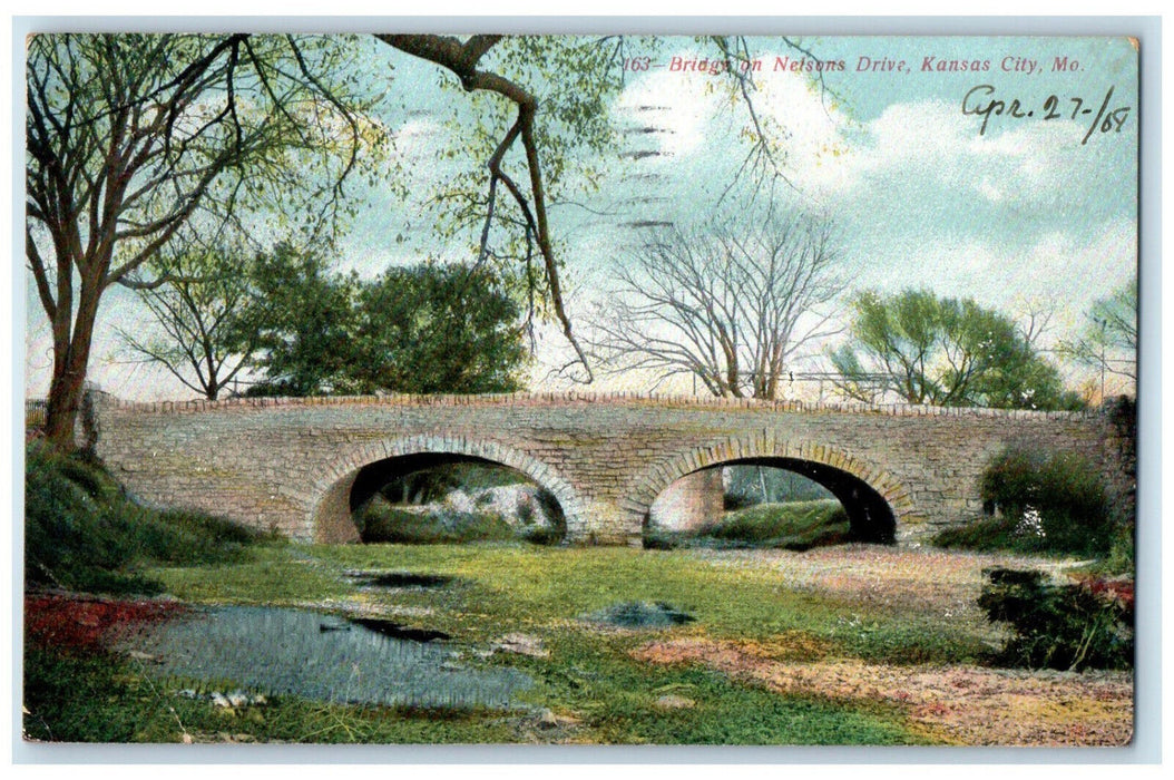 1908 Nelsons Drive Bridge Kansas City Missouri MO Posted Antique Postcard