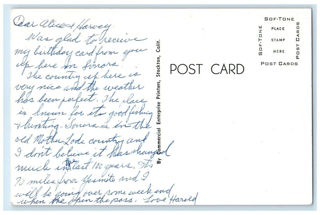 c1940 Corral Stock Kennedy Meadows Horse Sonora Pass Highway California Postcard