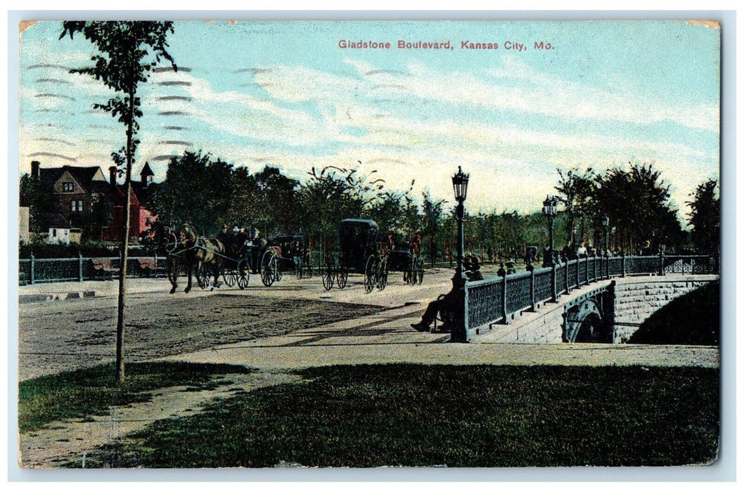 1909 Gladstone Boulevard Kansas City Missouri MO Antique Posted Postcard