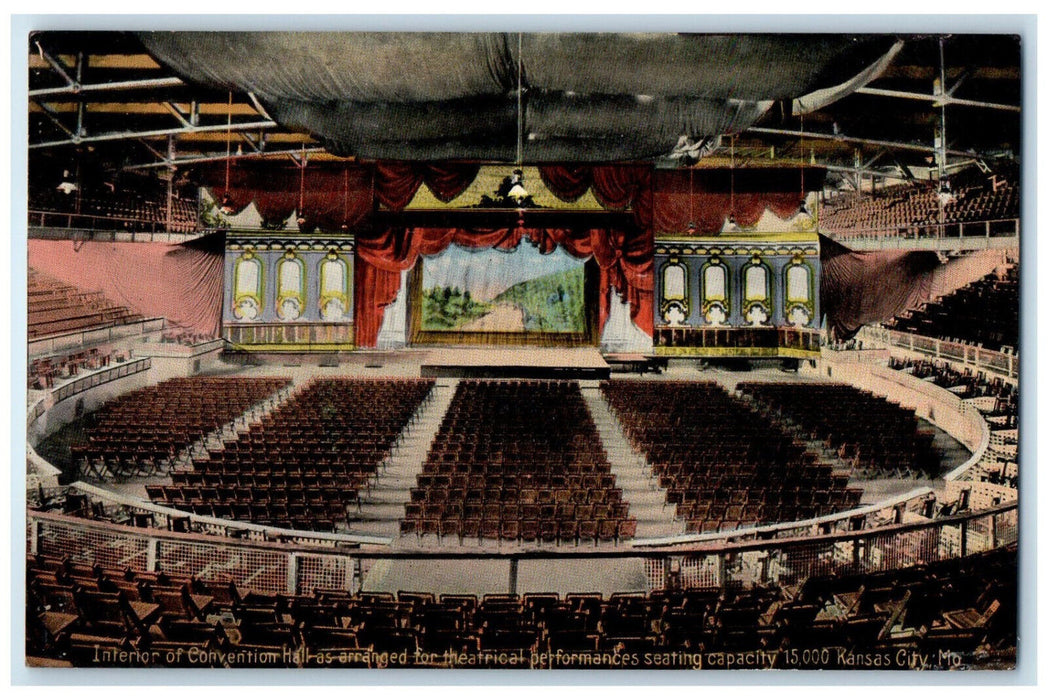 c1910 Interior of Convention Hall Kansas City Missouri MO Unposted Postcard