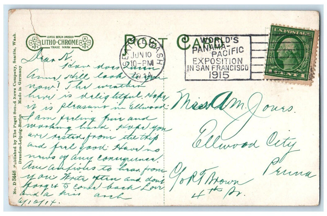 1914 First Avenue North Highland Drive Exposition Seattle Washington WA Postcard