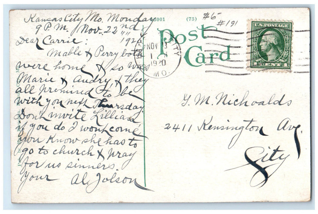 1920 Gilham Road North from 38th St. Kansas City Missouri MO Postcard