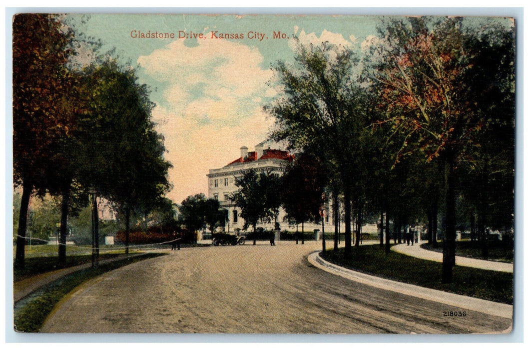 c1910 Gladstone Drive Kansas City Missouri MO Antique Posted Postcard