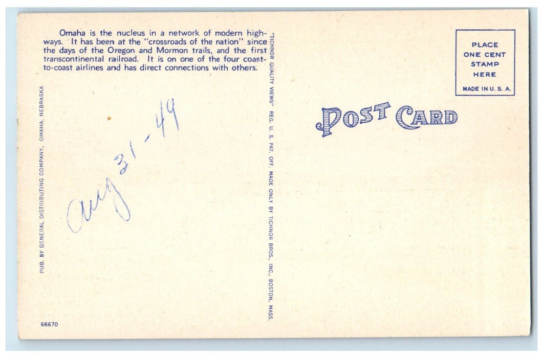 c1940 Dodge Highway Looking West Bridge Road Street Omaha Nebraska NE Postcard