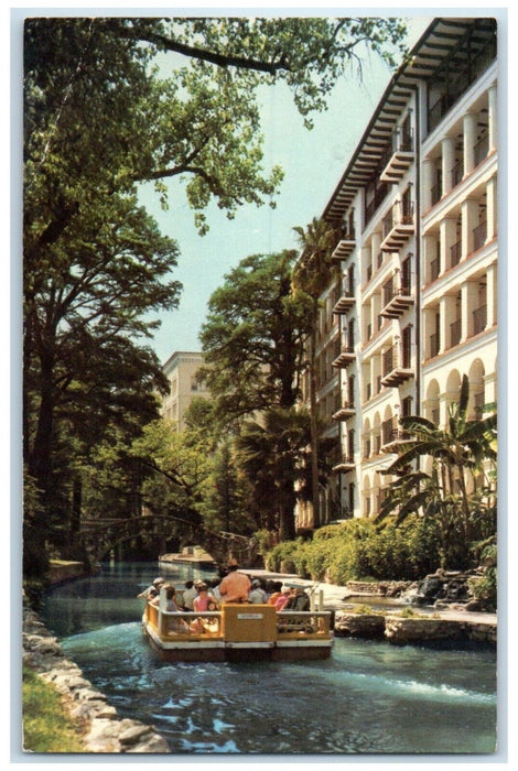 c1960 Exterior View Canoe La Mansion De Rio Hotel San Antonio Texas TX Postcard