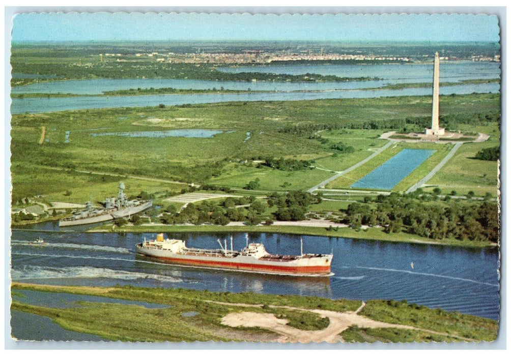 c1960 Ship Entering Port Houston Steamer Houston Texas Vintage Unposted Postcard