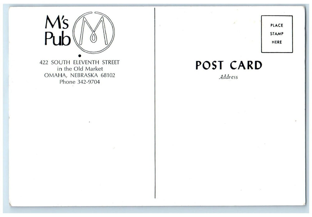 c1940 Interior View M's Pub Bar Counter Omaha Nebraska Unposted Antique Postcard