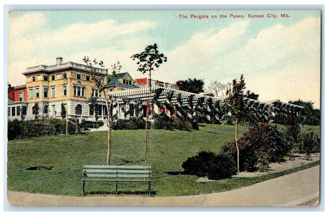 c1910 The Pergoia on the Paseo Kansas City Missouri MO Antique Postcard