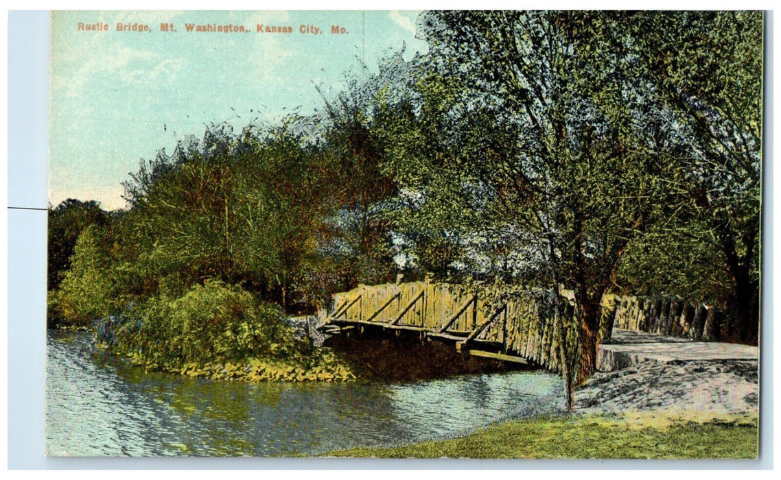 c1910 Rustic Bridge Mt. Washington Kansas City Missouri MO Unposted Postcard