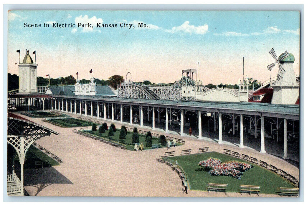 c1910 Scene in Electric Park Kansas City Missouri MO Antique Postcard