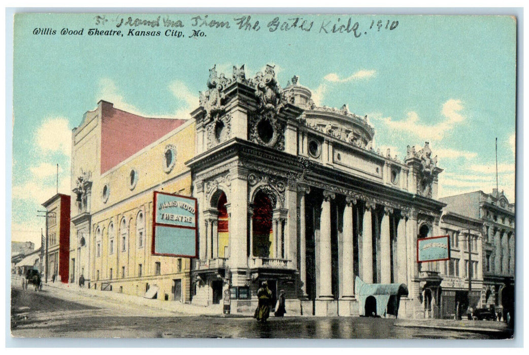 c1910 Willis Wood Theatre Kansas City Missouri MO Antique Posted Postcard