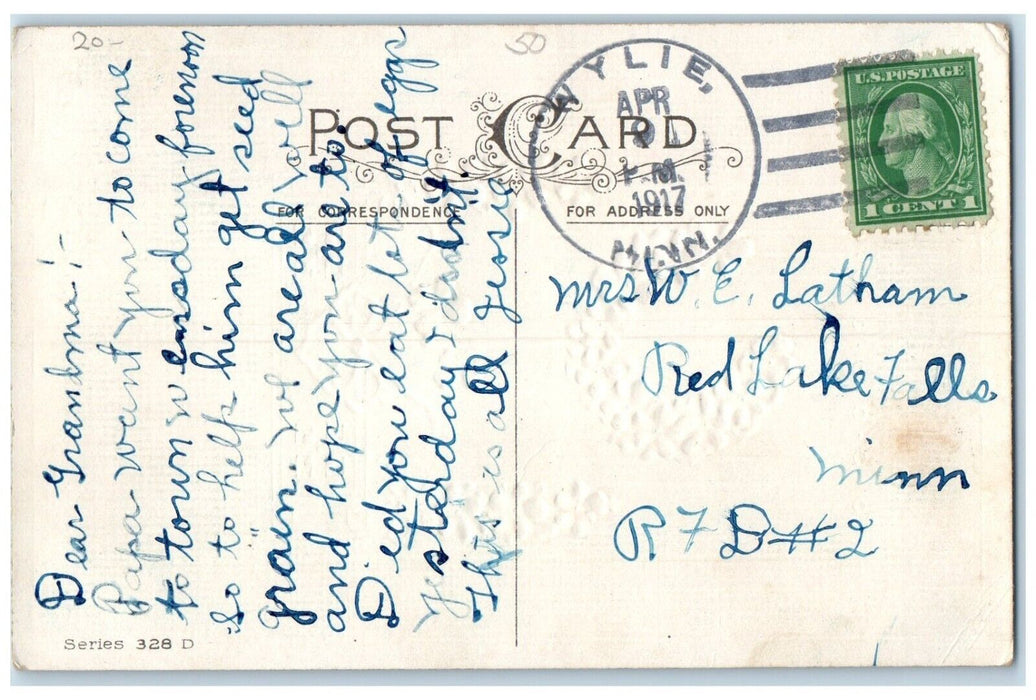 Hearty Congratulations Wylie Minnesota To Red Lake Falls Duane Cancel Postcard