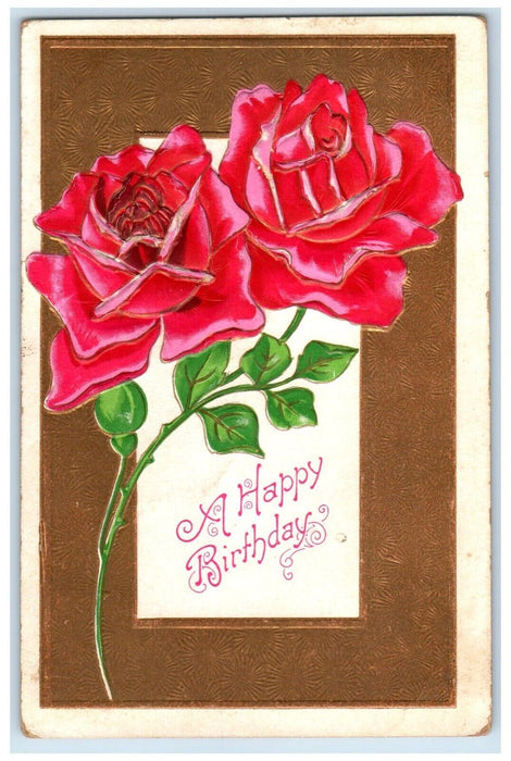 c1910's Birthday Flowers Kahoka Missouri MO Hand Cancel RFO 1 Cent Postcard