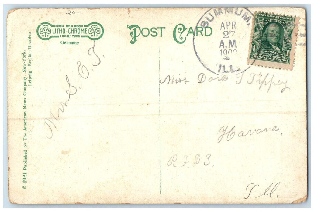 1908 Georgia Forest Summum Illinois IL To Havana Cent Duane Cancel Postcard