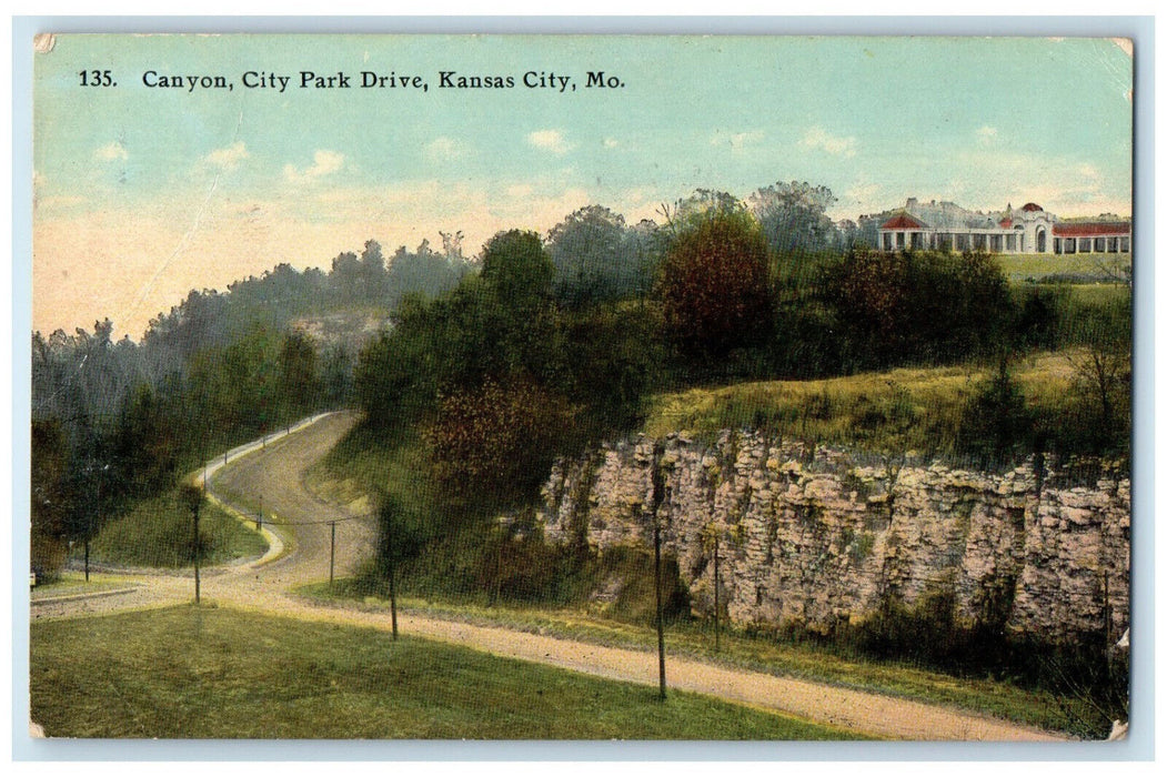 c1910 Canyon City Park Drive Kansas City Missouri MO Antique Postcard