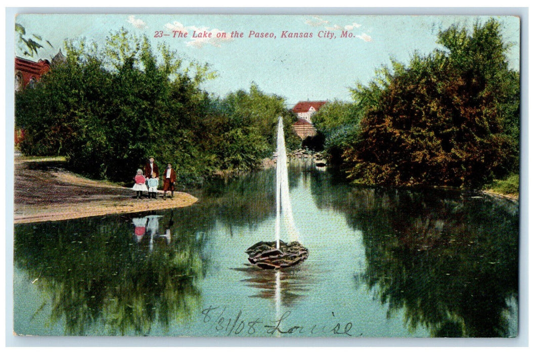 1908 The Lake on the Paseo Kansas City Missouri MO Antique Posted Postcard