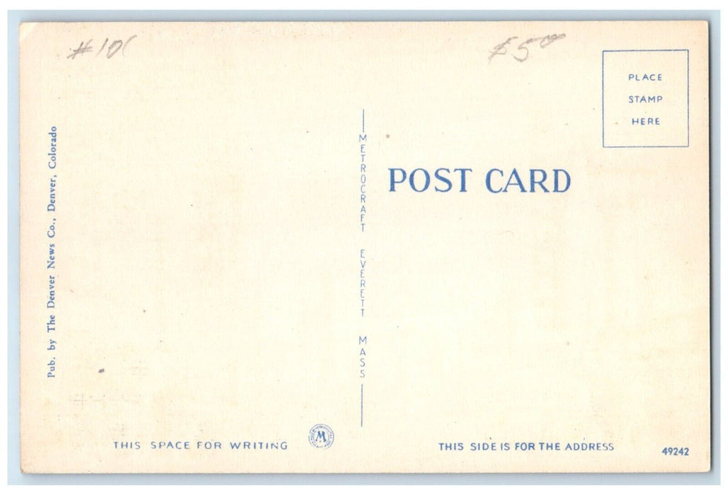 c1930's Sixteenth Street Paramount Clock Bus Cars Denver Colorado CO Postcard