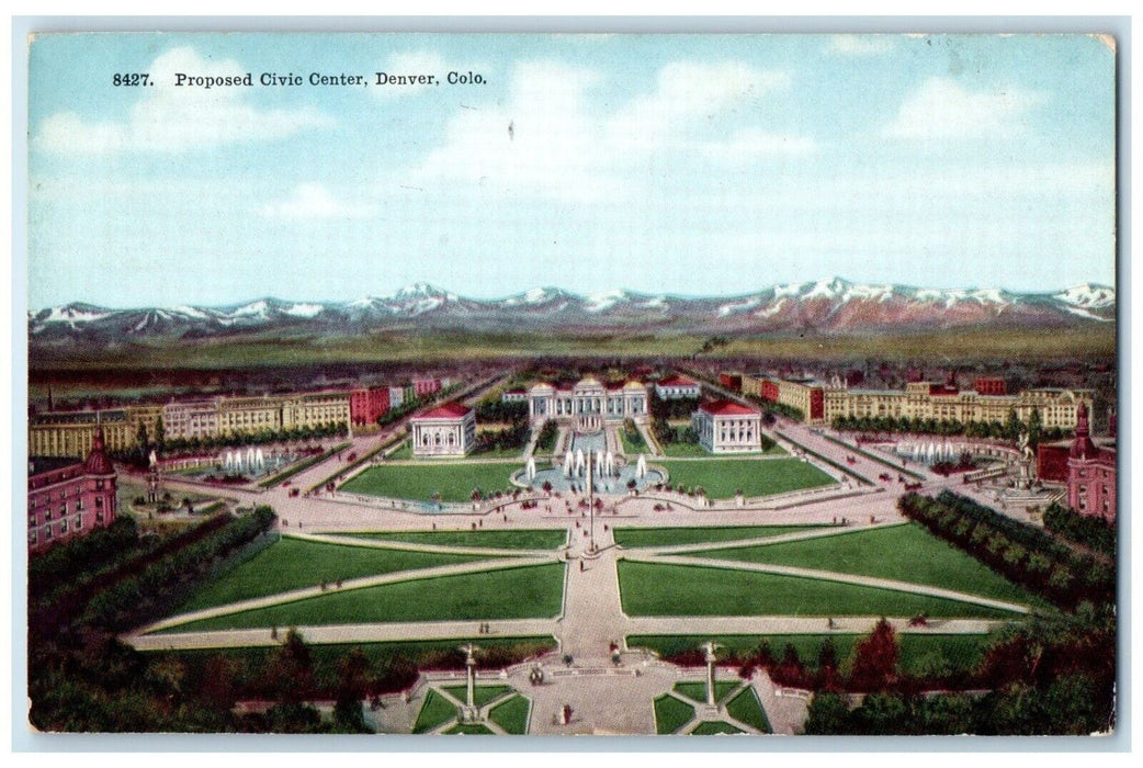 1911 Bird's Eye View Of Proposed Civic Center Denver Colorado CO Posted Postcard