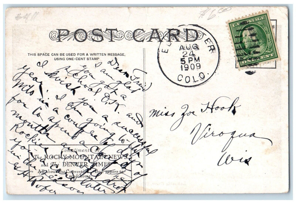 1909 Lakeside Drive City Park Horse And Wagon Denver Colorado CO Posted Postcard