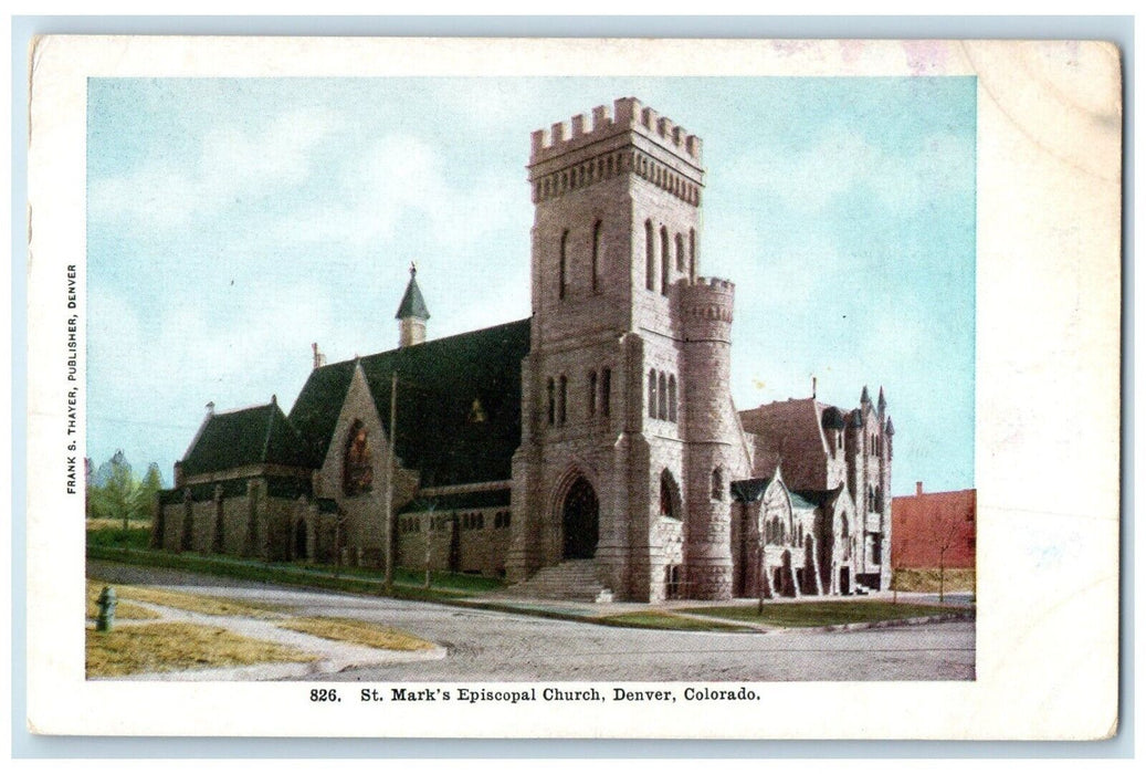 c1910's St. Mark's Episcopal Church Scene Street Denver Colorado CO Postcard